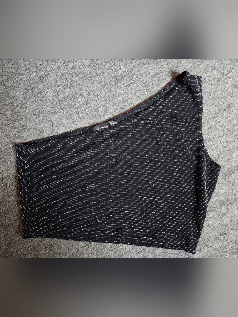 PrettyLittleThing Black Sparkle One-Shoulder Crop Top
